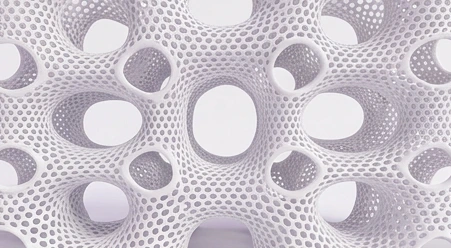 Porous white sculptural arch