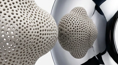 Perforated white ceramic ring