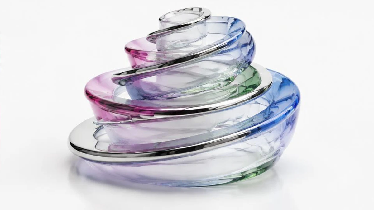 Abstract glass and chrome sculpture representing How can AI improve the work after the first build